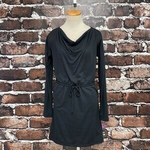Mountain Hardwear Dress Jersey Knit Draped Neck Black Drawstring Size XS